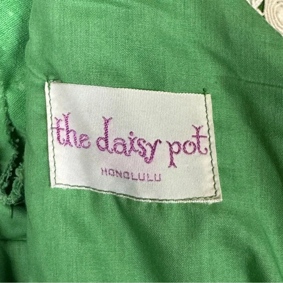 Princess Kaiulani Vintage Dress Womens Small Green Hawaiian 60's Empire Maxi Dot - Picture 7 of 11